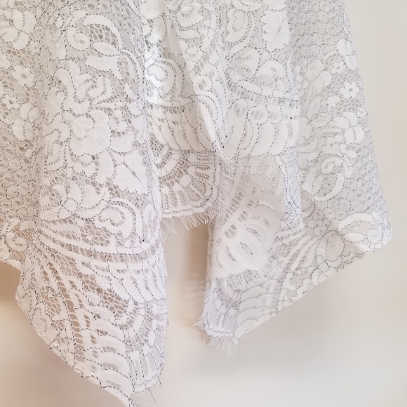 Shona Joy Lace Cocktail Handkerchief Hem Dress - Picture 5 of 8